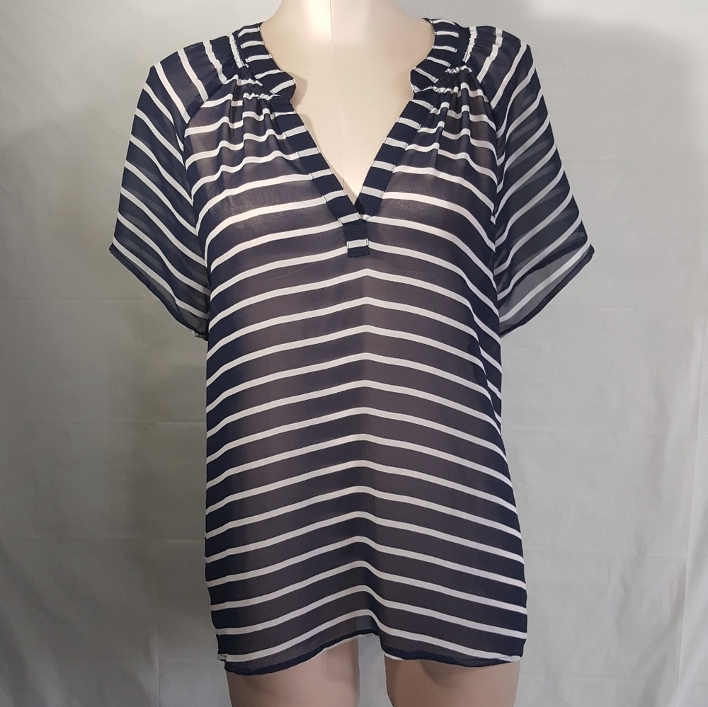 ⚠️a.n.a Blouse Striped Blue White size Large
